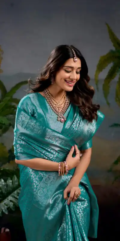 YNF 7404 Firozi Color Kanjivaram Zari Weaving Work Saree Casual, Wedding, Festive, Events . Expected Delivery  4-6 Working Days @1599/- only                                | Sarees, Bollywood Sarees, Creative Sarees, Designer Sarees, Embroidered Sarees, Ethnic Saree, Modern Digital sarees, Party Wear Sarees