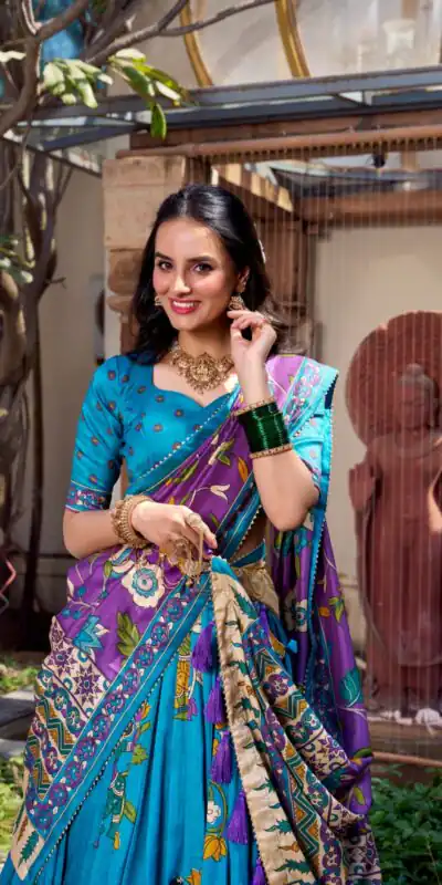 LNB 1236 Firozi Color Tasar Silk Kalamkari Print With Foil Work Lehenga Choli Wedding, Party, Festive, Events Etc. Delivery 4-6 Working Days Rs 2449 | Lehenga, Bollywood Lehenga, Creative Lehenga, Designer Lehenga, Embroidered Lehenga, Party Wear Lehenga