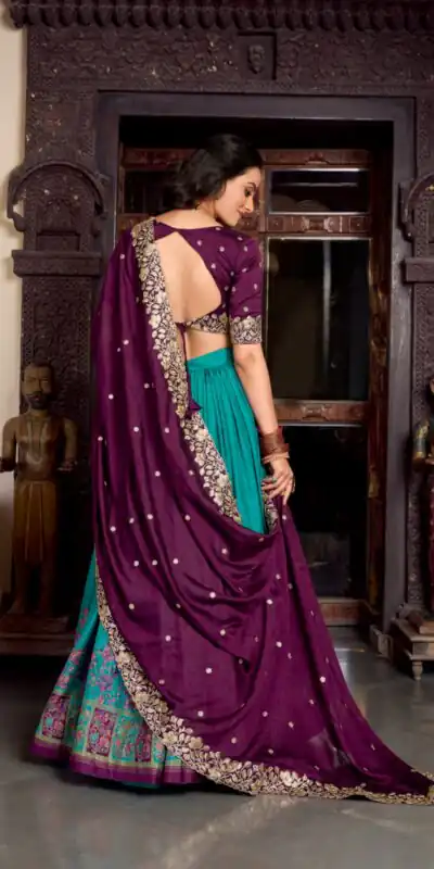 LNB 1238 Firozi Color Tasar Silk Printed With Foil Work Lehenga Choli Festive Party Wedding, Events etc. Delivery 4-6 Working Days @2999/- | Lehenga, Bollywood Lehenga, Creative Lehenga, Designer Lehenga, Embroidered Lehenga, Party Wear Lehenga