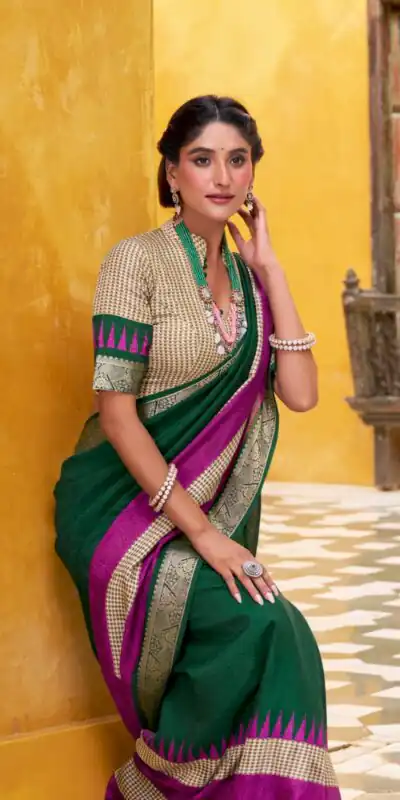 YNF 7049 Green Color Poly Cotton Printed With Zari Weaving Work Saree Casual, Wedding, Festive, Events . Expected Delivery  4-6 Working Days @1699/- only                                                                                | Sarees, Bollywood Sarees, Creative Sarees, Designer Sarees, Embroidered Sarees, Ethnic Saree, Modern Digital sarees, Party Wear Sarees