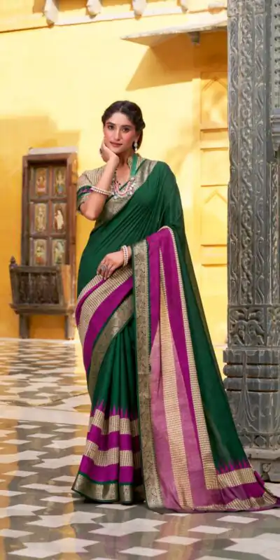 YNF 7049 Green Color Poly Cotton Printed With Zari Weaving Work Saree Casual, Wedding, Festive, Events . Expected Delivery  4-6 Working Days @1699/- only                                                                                | Sarees, Bollywood Sarees, Creative Sarees, Designer Sarees, Embroidered Sarees, Ethnic Saree, Modern Digital sarees, Party Wear Sarees