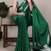 YNF 7054 Green Color Satin Silk Floral Printed Saree Casual, Wedding, Festive, Events . Expected Delivery  4-6 Working Days @1549/- only                                                                                | Sarees, Bollywood Sarees, Creative Sarees, Designer Sarees, Embroidered Sarees, Ethnic Saree, Modern Digital sarees, Party Wear Sarees