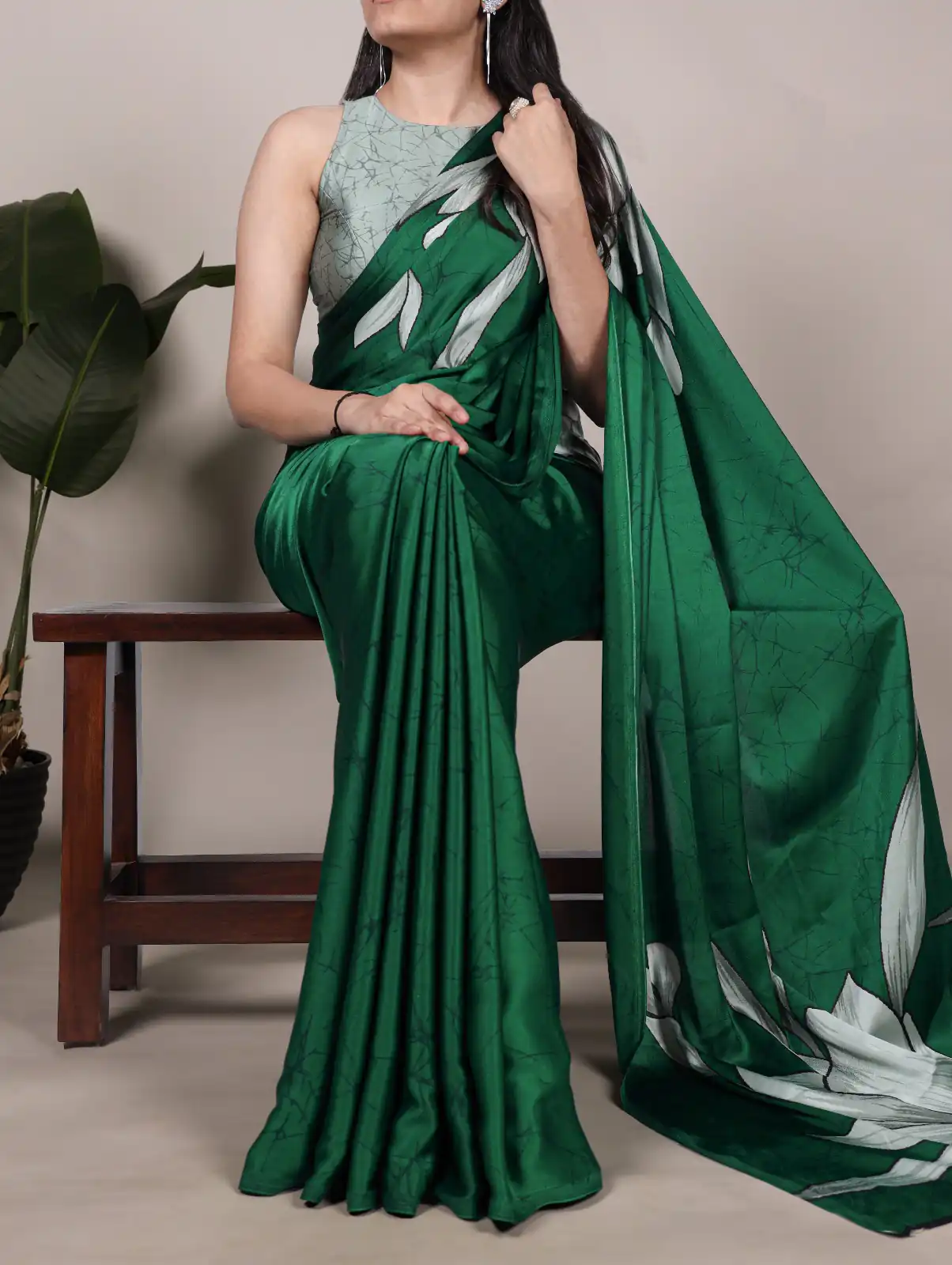 YNF 7054 Green Color Satin Silk Floral Printed Saree Casual, Wedding, Festive, Events . Expected Delivery  4-6 Working Days @1549/- only                                                                                | Sarees, Bollywood Sarees, Creative Sarees, Designer Sarees, Embroidered Sarees, Ethnic Saree, Modern Digital sarees, Party Wear Sarees