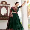 Green Tasar Gamthi Print Work Lehenga Choli
