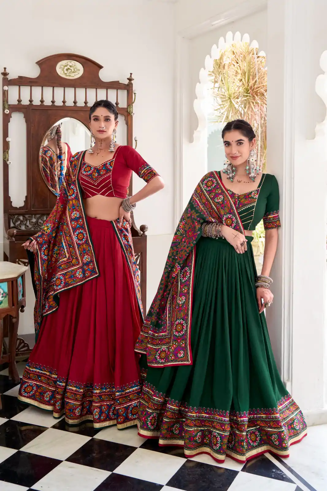 LNB 1243 Green Color Tasar Silk Gamthi Print Embossed Gotta Patti Lace Lehenga Choli Festive Party Wedding, Events etc. Delivery 4-6 Working Days @2999/- | Lehenga, Bollywood Lehenga, Creative Lehenga, Designer Lehenga, Embroidered Lehenga, Party Wear Lehenga