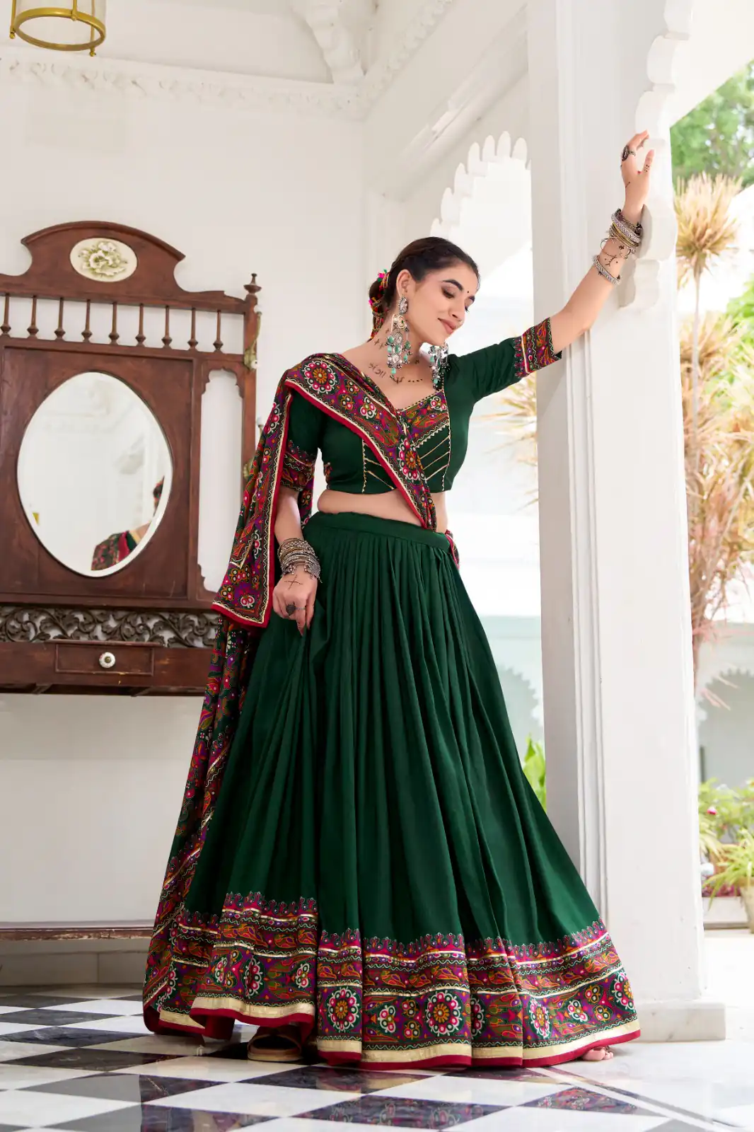 LNB 1243 Green Color Tasar Silk Gamthi Print Embossed Gotta Patti Lace Lehenga Choli Festive Party Wedding, Events etc. Delivery 4-6 Working Days @2999/- | Lehenga, Bollywood Lehenga, Creative Lehenga, Designer Lehenga, Embroidered Lehenga, Party Wear Lehenga