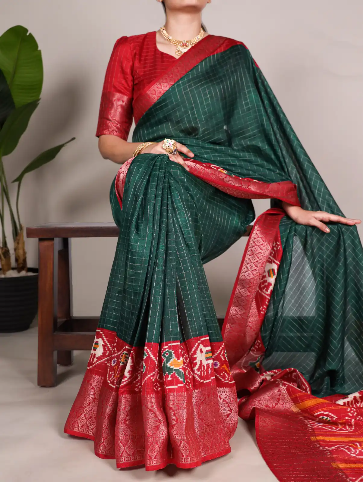 YNF 7029 Green Color Tussar Chex Patola Print Weaving Work Border Saree Casual, Wedding, Festive, Events . Expected Delivery  4-6 Working Days @1499/- only                                | Sarees, Bollywood Sarees, Creative Sarees, Designer Sarees, Embroidered Sarees, Ethnic Saree, Modern Digital sarees, Party Wear Sarees