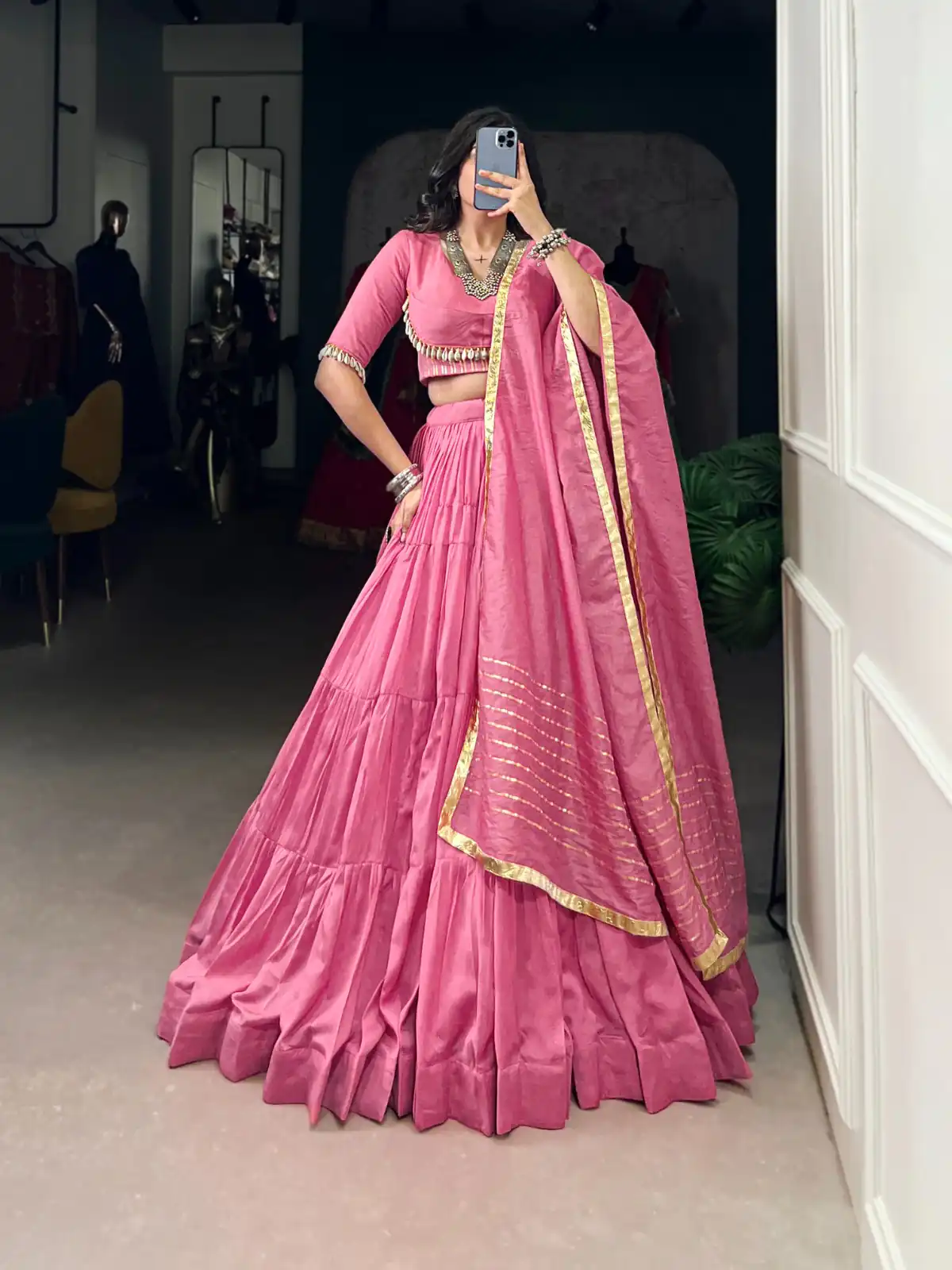 LNB 1609 Light Pink Color Pure Chanderi Plain Lehenga Choli Wedding, Party, Festive, Events Etc. Delivery 4-6 Working Days Rs 2999 | Lehenga, Bollywood Lehenga, Creative Lehenga, Designer Lehenga, Embroidered Lehenga, Party Wear Lehenga