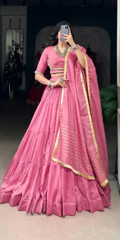 LNB 1609 Light Pink Color Pure Chanderi Plain Lehenga Choli Wedding, Party, Festive, Events Etc. Delivery 4-6 Working Days Rs 2999 | Lehenga, Bollywood Lehenga, Creative Lehenga, Designer Lehenga, Embroidered Lehenga, Party Wear Lehenga