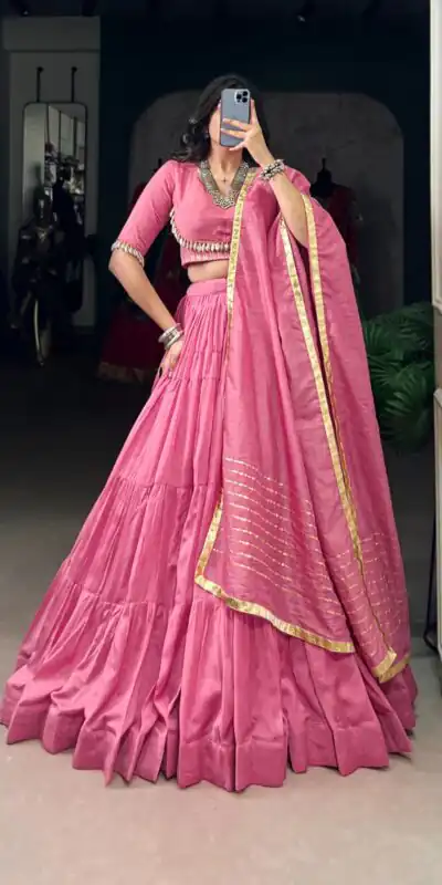 LNB 1609 Light Pink Color Pure Chanderi Plain Lehenga Choli Wedding, Party, Festive, Events Etc. Delivery 4-6 Working Days Rs 2999 | Lehenga, Bollywood Lehenga, Creative Lehenga, Designer Lehenga, Embroidered Lehenga, Party Wear Lehenga
