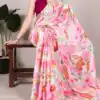 YNF 7017 Light Pink Color Dull Satin Floral Printed Saree Casual, Wedding, Festive, Events . Expected Delivery  4-6 Working Days @1499/- only                                                                                | Sarees, Bollywood Sarees, Creative Sarees, Designer Sarees, Embroidered Sarees, Ethnic Saree, Modern Digital sarees, Party Wear Sarees