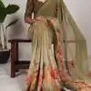 YNF 7009 Mahendi Color Georgette Floral Print With Lace Border Saree Casual, Wedding, Festive, Events . Expected Delivery  4-6 Working Days @1299/- only                                                                                | Sarees, Bollywood Sarees, Creative Sarees, Designer Sarees, Embroidered Sarees, Ethnic Saree, Modern Digital sarees, Party Wear Sarees
