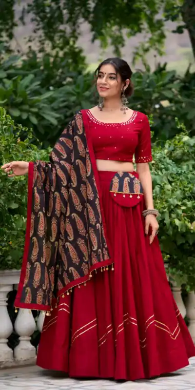 LNB 1697 Maroon Color Pure Cotton Plain With Gota Patti Touch Up Lehenga Choli Wedding, Party, Festive, Events Etc. Delivery 4-6 Working Days Rs 3499 | Lehenga, Bollywood Lehenga, Creative Lehenga, Designer Lehenga, Embroidered Lehenga, Party Wear Lehenga