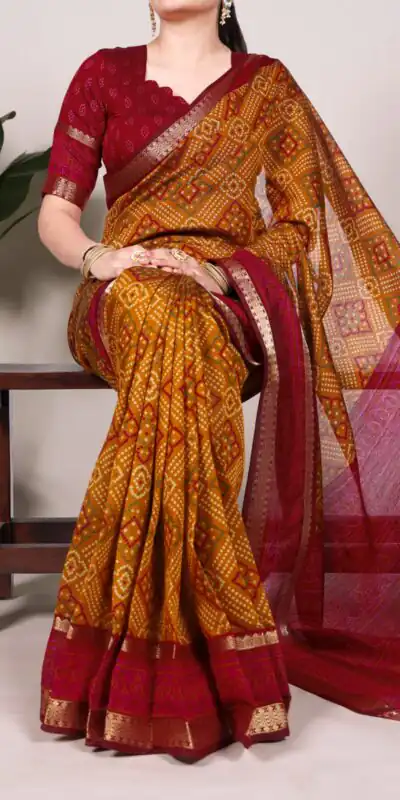 YNF 7046 Mustard Color Polyester Chanderi Print Zari Weaving Work Saree Casual, Wedding, Festive, Events . Expected Delivery  4-6 Working Days @1549/- only                                                                                | Sarees, Bollywood Sarees, Creative Sarees, Designer Sarees, Embroidered Sarees, Ethnic Saree, Modern Digital sarees, Party Wear Sarees