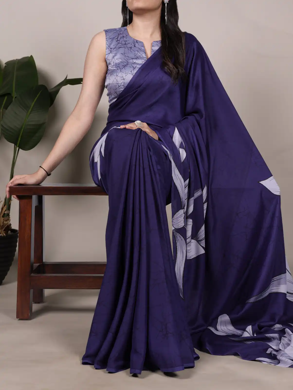 YNF 7054 Navy Blue Color Satin Silk Floral Printed Saree Casual, Wedding, Festive, Events . Expected Delivery  4-6 Working Days @1549/- only                                                                                | Sarees, Bollywood Sarees, Creative Sarees, Designer Sarees, Embroidered Sarees, Ethnic Saree, Modern Digital sarees, Party Wear Sarees