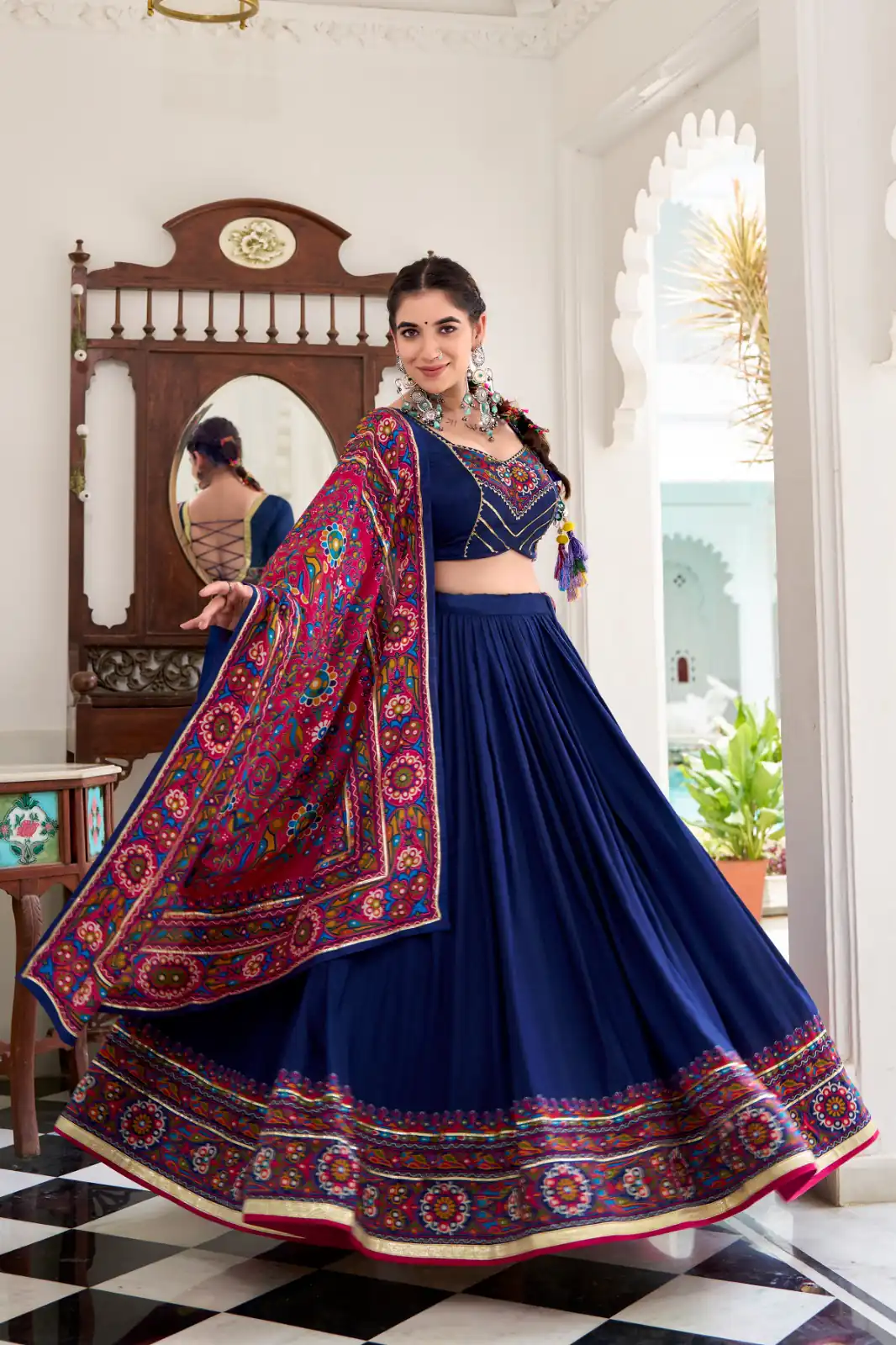 LNB 1243 Navy blue Color Tasar Silk Gamthi Print Embossed Gotta Lace Lehenga Choli Festive Party Wedding, Events etc. Delivery 4-6 Working Days @2999/- | Lehenga, Bollywood Lehenga, Creative Lehenga, Designer Lehenga, Embroidered Lehenga, Party Wear Lehenga