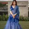 Navy Blue Vaishali Silk Printed Lehenga Choli