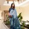YNF 7038 Navy Blue Color Weightless Marbal Floral Printed Lace Saree Casual, Wedding, Festive, Events . Expected Delivery  4-6 Working Days @1549/- only                                                                                | Sarees, Bollywood Sarees, Creative Sarees, Designer Sarees, Embroidered Sarees, Ethnic Saree, Modern Digital sarees, Party Wear Sarees