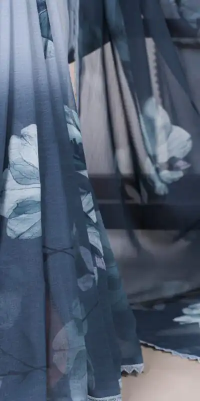 YNF 7038 Navy Blue Color Weightless Marbal Floral Printed Lace Saree Casual, Wedding, Festive, Events . Expected Delivery  4-6 Working Days @1549/- only                                                                                | Sarees, Bollywood Sarees, Creative Sarees, Designer Sarees, Embroidered Sarees, Ethnic Saree, Modern Digital sarees, Party Wear Sarees