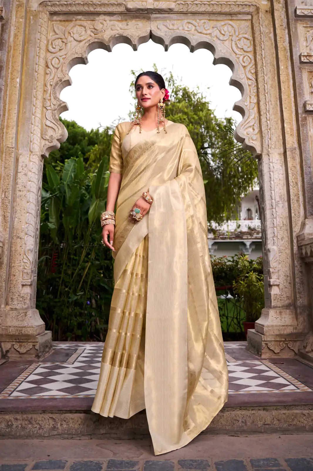 YNF 7204 Off White Color Gold Tissue Zari Weaving Work Saree Casual, Wedding, Festive, Events . Expected Delivery  4-6 Working Days @1499/- only                                                                                | Sarees, Bollywood Sarees, Creative Sarees, Designer Sarees, Embroidered Sarees, Ethnic Saree, Modern Digital sarees, Party Wear Sarees