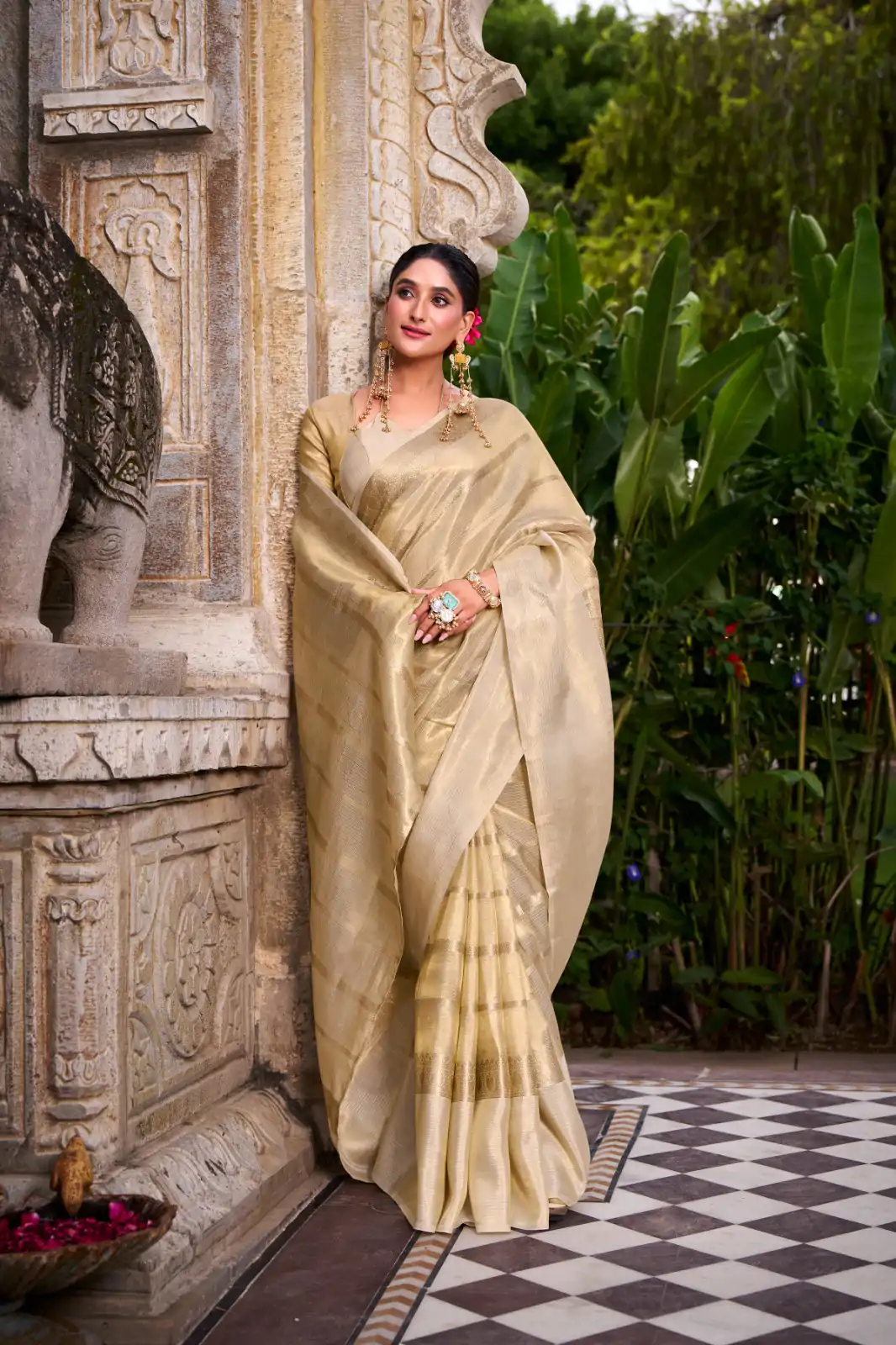 YNF 7204 Off White Color Gold Tissue Zari Weaving Work Saree Casual, Wedding, Festive, Events . Expected Delivery  4-6 Working Days @1499/- only                                                                                | Sarees, Bollywood Sarees, Creative Sarees, Designer Sarees, Embroidered Sarees, Ethnic Saree, Modern Digital sarees, Party Wear Sarees