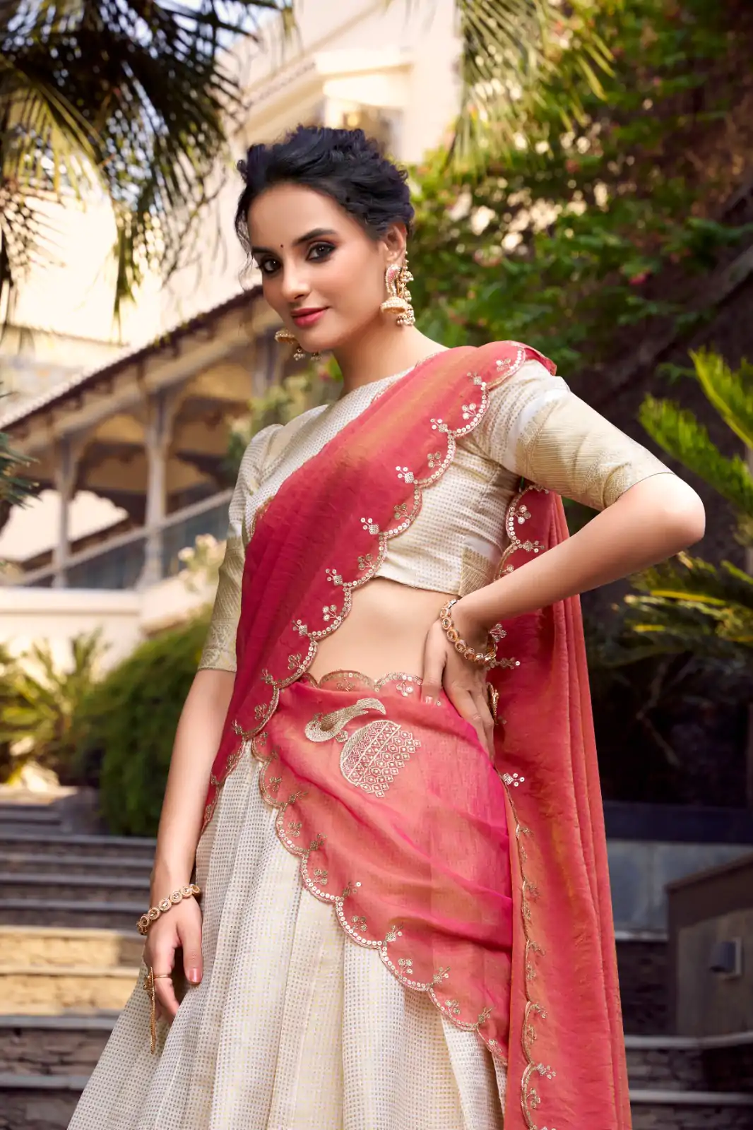 LNB 2011 Off White Color Jacquard Chex Zari Weaving Work Lehenga Choli Wedding, Party, Festive, Events Etc. Delivery 4-6 Working Days Rs 2099 | Lehenga, Bollywood Lehenga, Creative Lehenga, Designer Lehenga, Embroidered Lehenga, Party Wear Lehenga