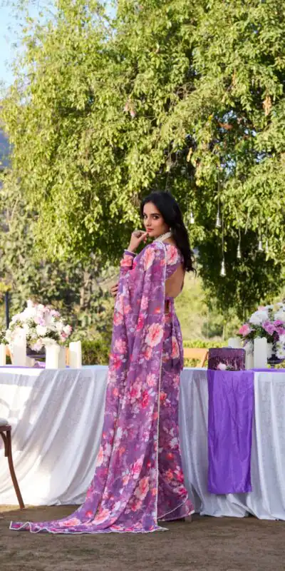 YNF 7010 Onion Color Weightless Marbal Floral Printed Pearl Lace Saree Casual, Wedding, Festive, Events . Expected Delivery  4-6 Working Days @1599/- only                                                                                | Sarees, Bollywood Sarees, Creative Sarees, Designer Sarees, Embroidered Sarees, Ethnic Saree, Modern Digital sarees, Party Wear Sarees