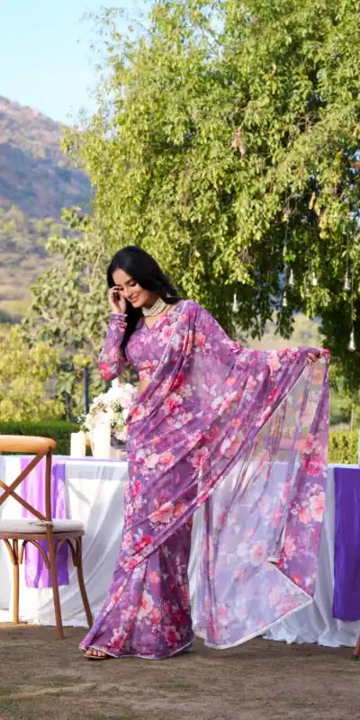 YNF 7010 Onion Color Weightless Marbal Floral Printed Pearl Lace Saree Casual, Wedding, Festive, Events . Expected Delivery  4-6 Working Days @1599/- only                                                                                | Sarees, Bollywood Sarees, Creative Sarees, Designer Sarees, Embroidered Sarees, Ethnic Saree, Modern Digital sarees, Party Wear Sarees