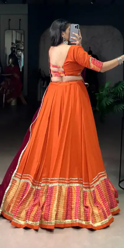 LNB 1634 Orange Color Pure Rayon Bandhej Print Sequins Lace Boarder Lehenga Choli Wedding, Party, Festive, Events Etc. Delivery 4-6 Working Days Rs 3199 | Lehenga, Bollywood Lehenga, Creative Lehenga, Designer Lehenga, Embroidered Lehenga, Party Wear Lehenga