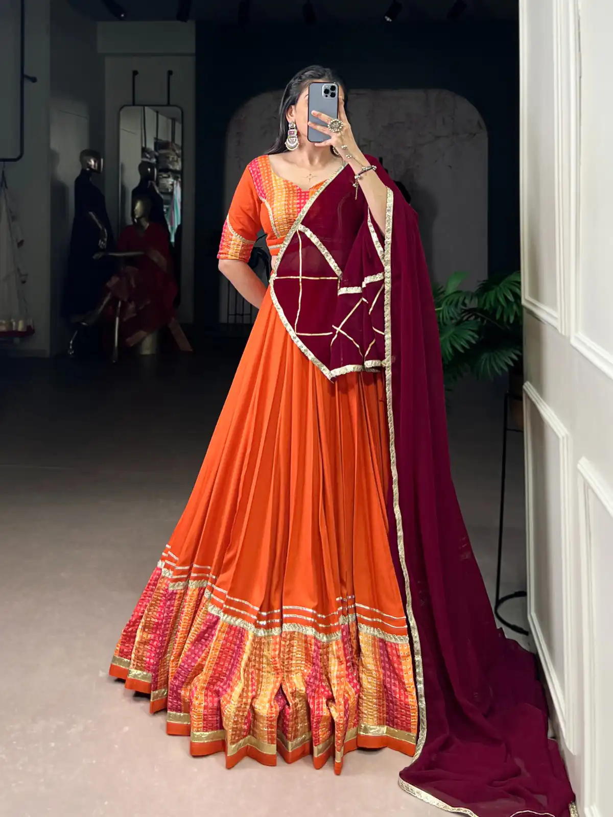LNB 1634 Orange Color Pure Rayon Bandhej Print Sequins Lace Boarder Lehenga Choli Wedding, Party, Festive, Events Etc. Delivery 4-6 Working Days Rs 3199 | Lehenga, Bollywood Lehenga, Creative Lehenga, Designer Lehenga, Embroidered Lehenga, Party Wear Lehenga