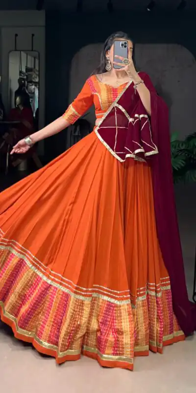 LNB 1634 Orange Color Pure Rayon Bandhej Print Sequins Lace Boarder Lehenga Choli Wedding, Party, Festive, Events Etc. Delivery 4-6 Working Days Rs 3199 | Lehenga, Bollywood Lehenga, Creative Lehenga, Designer Lehenga, Embroidered Lehenga, Party Wear Lehenga