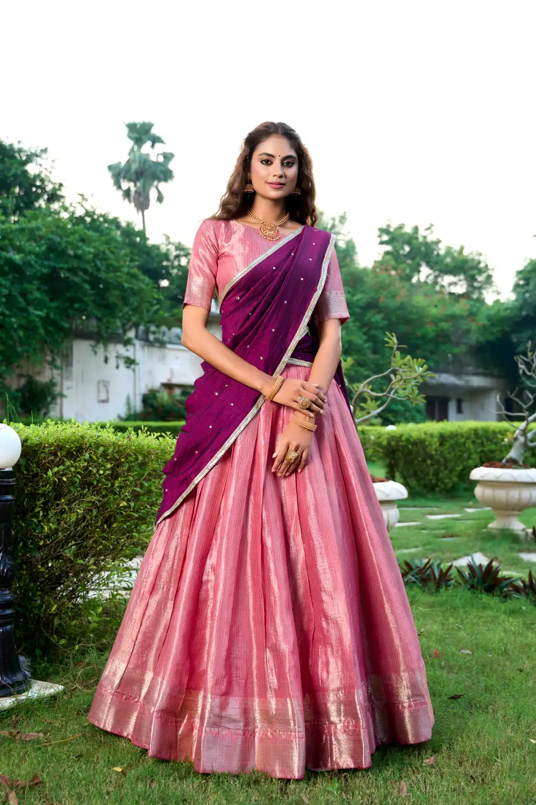 LNB 2003 Peach Color Kanchipuram Lehenga Choli With Zari Embroidery Work. Available at ₹1999 only. Delivery 4-6 Working Days. Shop now. | Lehenga, Bollywood Lehenga, Creative Lehenga, Designer Lehenga, Embroidered Lehenga, Party Wear Lehenga