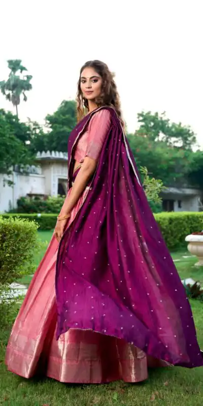 LNB 2003 Peach Color Kanchipuram Lehenga Choli With Zari Embroidery Work. Available at ₹1999 only. Delivery 4-6 Working Days. Shop now. | Lehenga, Bollywood Lehenga, Creative Lehenga, Designer Lehenga, Embroidered Lehenga, Party Wear Lehenga