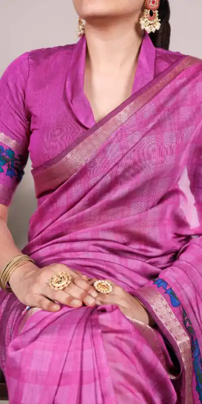 YNF 7035 Pink Color Polyester Chanderi Printed Zari Weaving Work Saree Casual, Wedding, Festive, Events . Expected Delivery  4-6 Working Days @1549/- only                                                                                | Sarees, Bollywood Sarees, Creative Sarees, Designer Sarees, Embroidered Sarees, Ethnic Saree, Modern Digital sarees, Party Wear Sarees