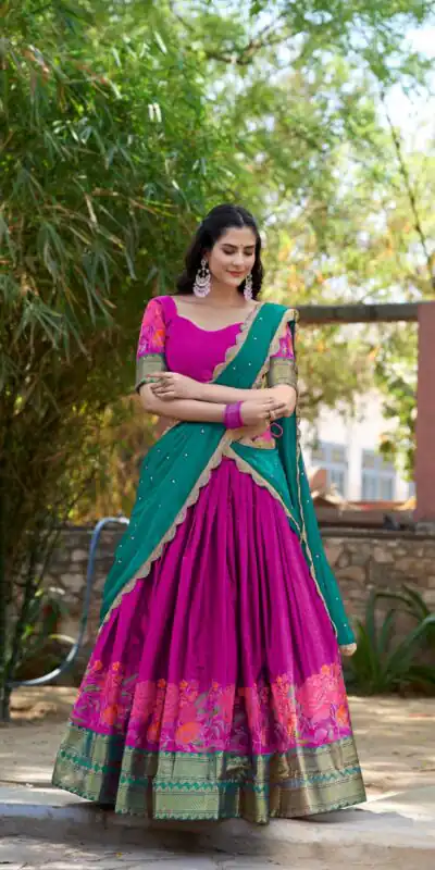 LNB1518 Pink Color Cotton Silk Thread Embroidery Work Lehenga Choli Wedding, Party, Festive, Events Etc. Delivery 4-6 Working Days Rs 2999 | Lehenga, Bollywood Lehenga, Creative Lehenga, Designer Lehenga, Embroidered Lehenga, Party Wear Lehenga
