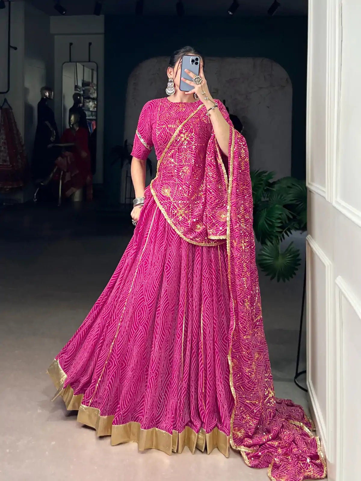 LNB 1701 Pink Color Georgette Bandhej Print And Embossed Lace Lehenga Choli Wedding, Party, Festive, Events Etc. Delivery 4-6 Working Days Rs 3999 | Lehenga, Bollywood Lehenga, Creative Lehenga, Designer Lehenga, Embroidered Lehenga, Party Wear Lehenga