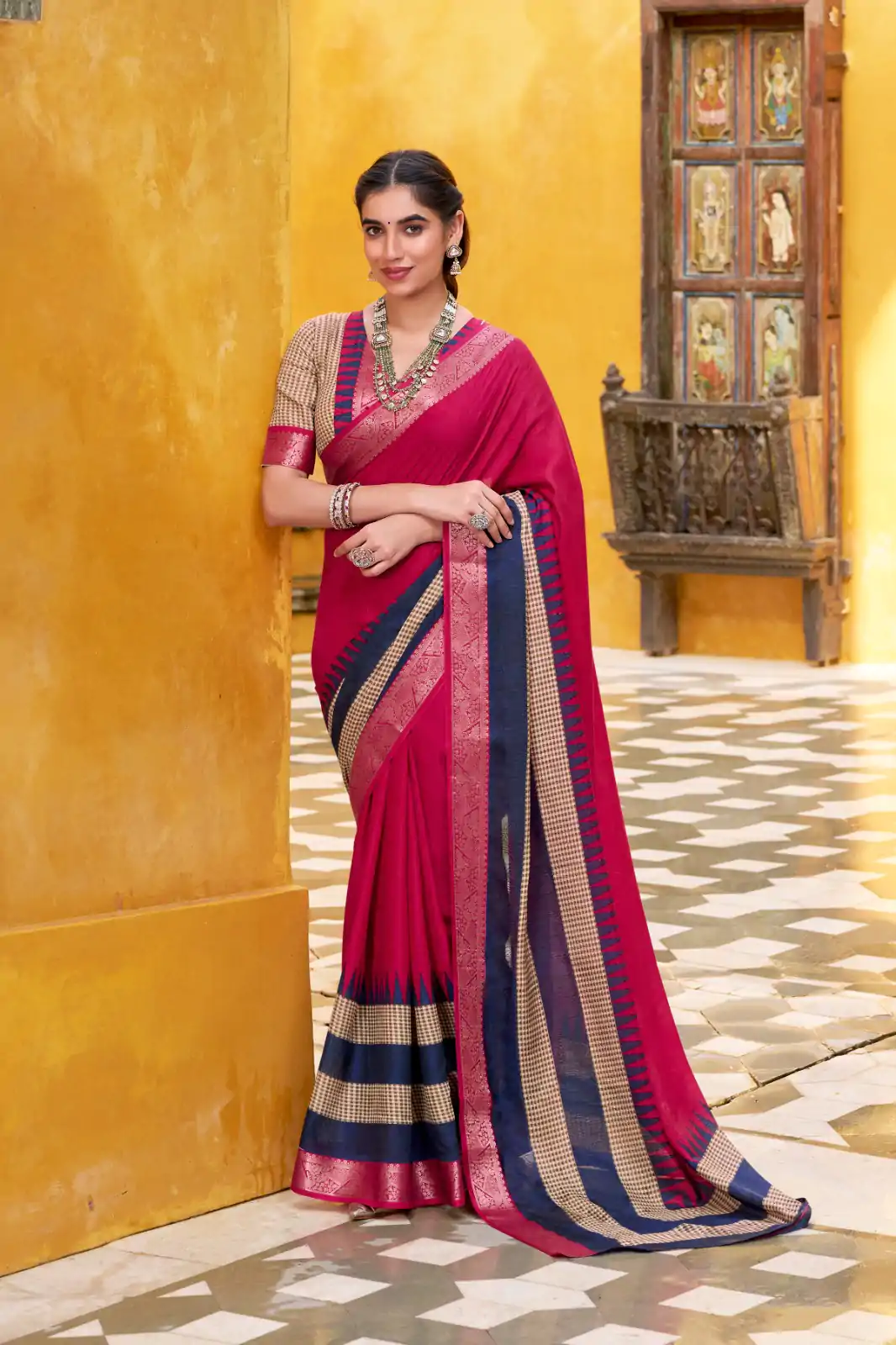 YNF 7049 Pink Color Poly Cotton Printed With Zari Weaving Work Saree Casual, Wedding, Festive, Events . Expected Delivery  4-6 Working Days @1699/- only                                                                                | Sarees, Bollywood Sarees, Creative Sarees, Designer Sarees, Embroidered Sarees, Ethnic Saree, Modern Digital sarees, Party Wear Sarees