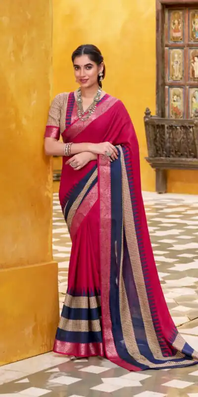 YNF 7049 Pink Color Poly Cotton Printed With Zari Weaving Work Saree Casual, Wedding, Festive, Events . Expected Delivery 4-6 Working Days @1699/- only | Sarees, Bollywood Sarees, Creative Sarees, Designer Sarees, Embroidered Sarees, Ethnic Saree, Modern Digital sarees, Party Wear Sarees