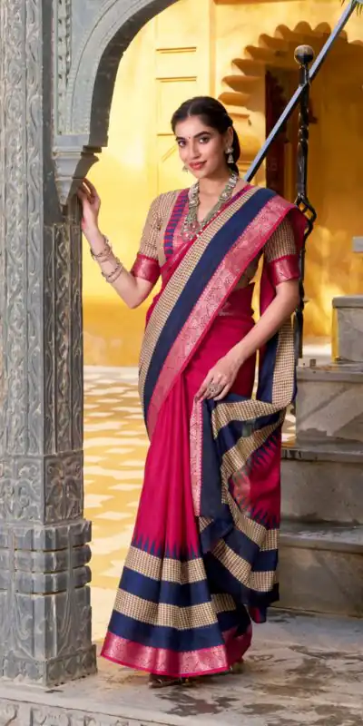 YNF 7049 Pink Color Poly Cotton Printed With Zari Weaving Work Saree Casual, Wedding, Festive, Events . Expected Delivery  4-6 Working Days @1699/- only                                                                                | Sarees, Bollywood Sarees, Creative Sarees, Designer Sarees, Embroidered Sarees, Ethnic Saree, Modern Digital sarees, Party Wear Sarees