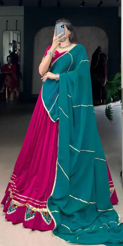 LNB 1751 Pink Pure Rayon Lehenga Choli with Mirror Work & Gamthi Work. Exclusive Offer ₹3399. Delivery 4-6 Working Days. Shop now. | Lehenga, Bollywood Lehenga, Creative Lehenga, Designer Lehenga, Embroidered Lehenga, Party Wear Lehenga