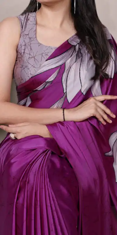 YNF 7054 Pink Color Satin Silk Floral Printed Saree Casual, Wedding, Festive, Events . Expected Delivery  4-6 Working Days @1549/- only                                                                                | Sarees, Bollywood Sarees, Creative Sarees, Designer Sarees, Embroidered Sarees, Ethnic Saree, Modern Digital sarees, Party Wear Sarees