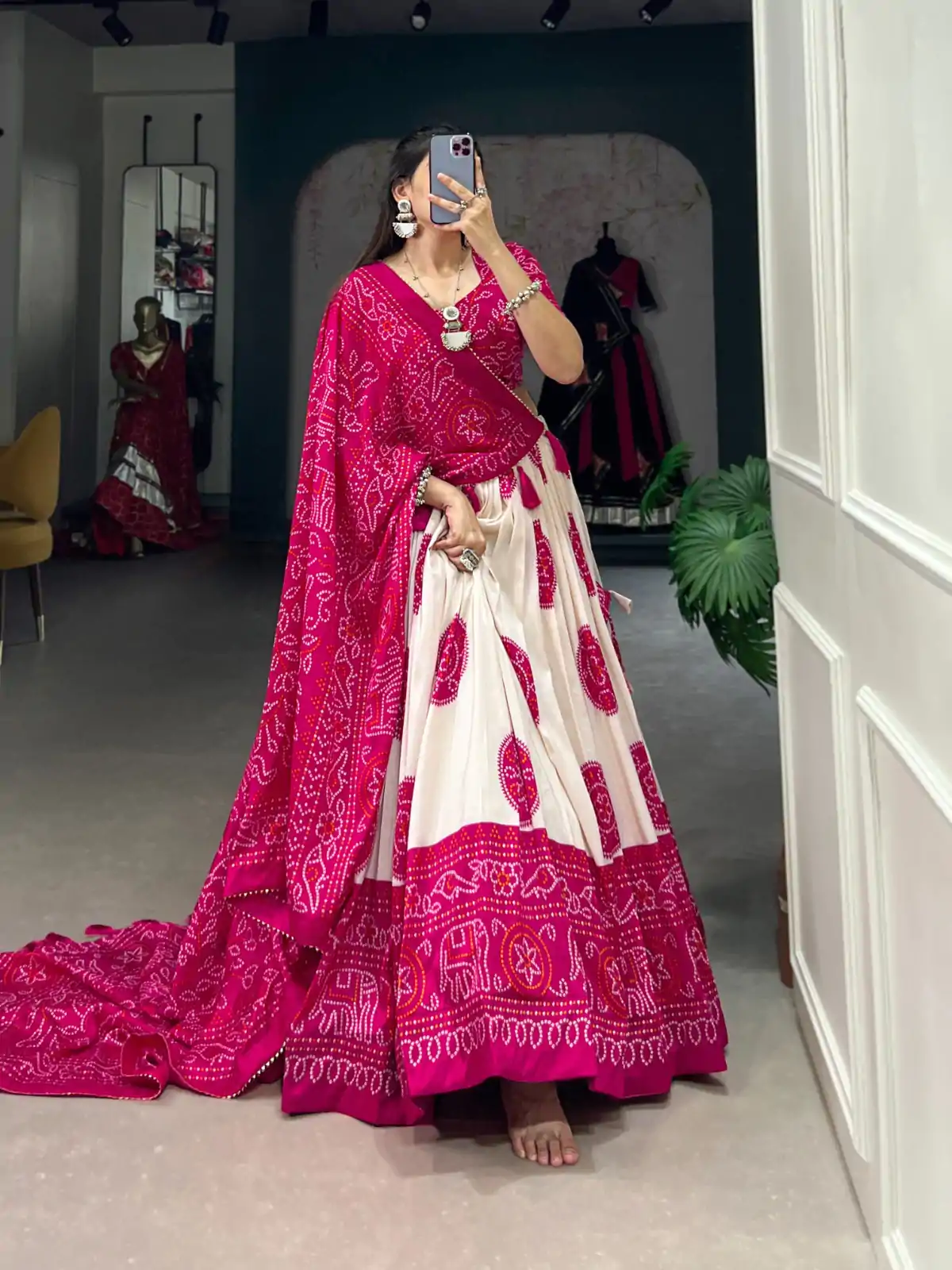 LNB 1229 Pink Color Tasar Silk Bandhej Print Lehenga Choli Wedding, Party, Festive, Events Etc. Delivery 4-6 Working Days Rs 2249 | Lehenga, Bollywood Lehenga, Creative Lehenga, Designer Lehenga, Embroidered Lehenga, Party Wear Lehenga