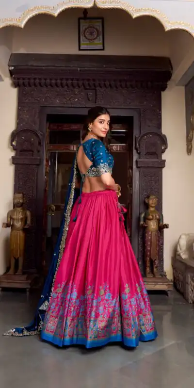 LNB 1238 Pink Color Tasar Silk Printed With Foil Work Lehenga Choli Festive Party Wedding, Events etc. Delivery 4-6 Working Days @2999/- | Lehenga, Bollywood Lehenga, Creative Lehenga, Designer Lehenga, Embroidered Lehenga, Party Wear Lehenga
