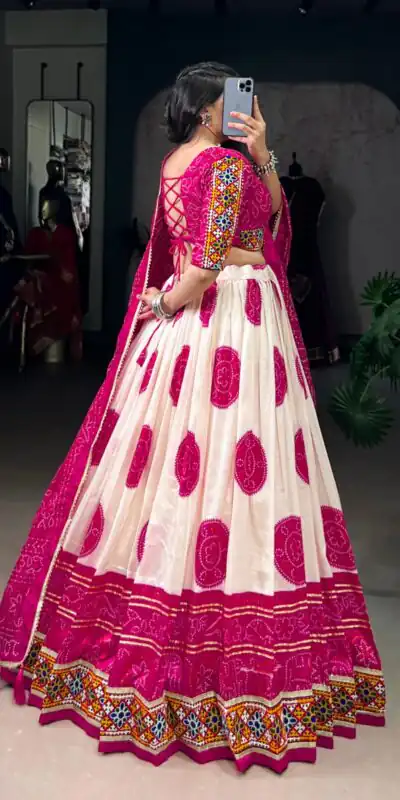 LNB 1736 Pink Color Tasar Silk Bandhej Print And Gamthi Work Lehenga Choli Wedding, Party, Festive, Events Etc. Delivery 4-6 Working Days Rs 3499 | Lehenga, Bollywood Lehenga, Creative Lehenga, Designer Lehenga, Embroidered Lehenga, Party Wear Lehenga
