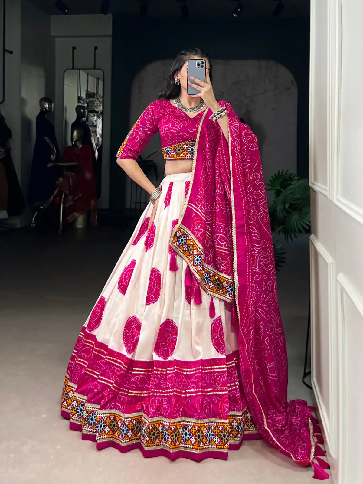 LNB 1736 Pink Color Tasar Silk Bandhej Print And Gamthi Work Lehenga Choli Wedding, Party, Festive, Events Etc. Delivery 4-6 Working Days Rs 3499 | Lehenga, Bollywood Lehenga, Creative Lehenga, Designer Lehenga, Embroidered Lehenga, Party Wear Lehenga