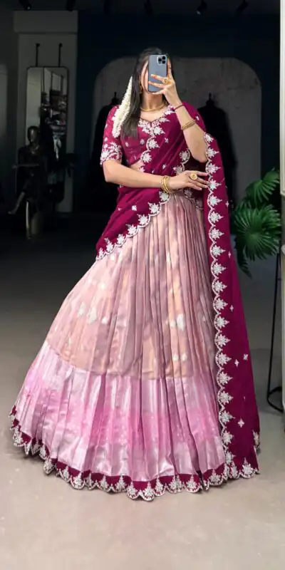 LNB 2024 Pink Color Zari Kota Weaving Work Sequins Thread Embroidery Lehenga Choli Festive Party Wedding, Events etc. Delivery 4-6 Working Days @2999/- | Lehenga, Bollywood Lehenga, Creative Lehenga, Designer Lehenga, Embroidered Lehenga, Party Wear Lehenga