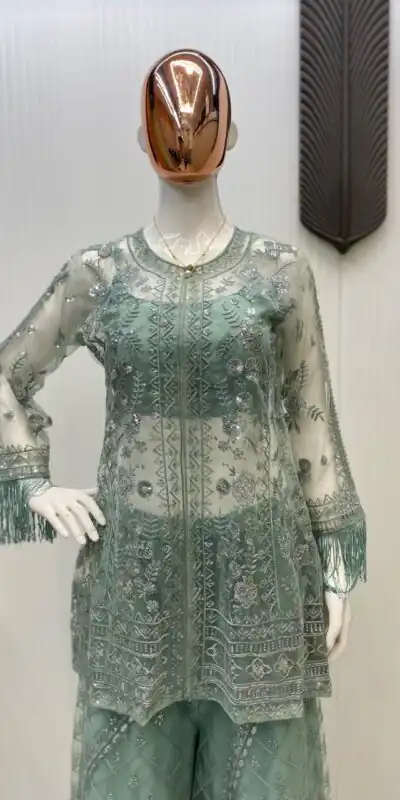 LG 1943 Pista Color Butterfly Net Sequence Embroidery Work Salwar Suit Casual, Wedding, Festive, Events . Expected Delivery  4-6 Working Days @1999/- only      | Jump Suits, Salwar suit, Designer Suits, Casual Suits, Creative suits, Palazzo Suits, Party Wear Suits, Patiala Suits, Straight Suits