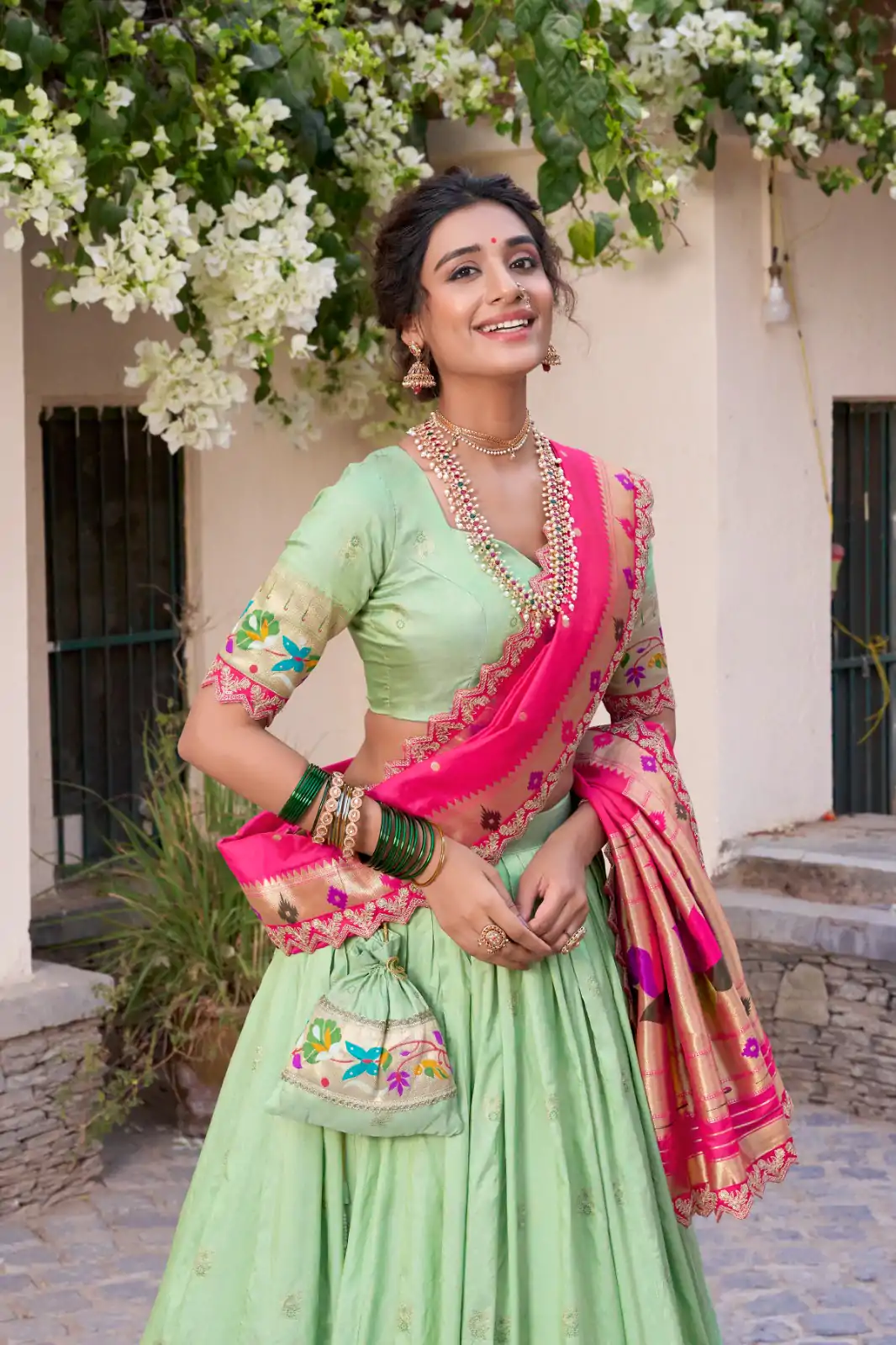 LNB 2014 Pista Color Jacquard Silk Zari Work Sequins Thread Embroidery Lehenga Choli Wedding, Party, Festive, Events Etc. Delivery 4-6 Working Days Rs 3749 | Lehenga, Bollywood Lehenga, Creative Lehenga, Designer Lehenga, Embroidered Lehenga, Party Wear Lehenga