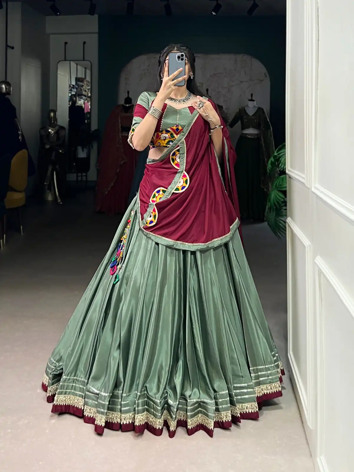 LNB 1656 Pista Color Silk Crepe Sequins Thread Embroidery Gotta Lehenga Choli Festive Party Wedding, Events etc. Delivery 4-6 Working Days @3399/- | Lehenga, Bollywood Lehenga, Creative Lehenga, Designer Lehenga, Embroidered Lehenga, Party Wear Lehenga