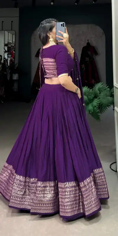 LNB 1906 Purple Color Pure Chanderi Plain With Zari Weaving Work Border Lehenga Choli Wedding, Party, Festive, Events Etc. Delivery 4-6 Working Days Rs 1999 | Lehenga, Bollywood Lehenga, Creative Lehenga, Designer Lehenga, Embroidered Lehenga, Party Wear Lehenga